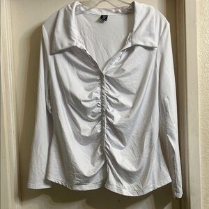 SHEIN Elegant White Ruched Blouse